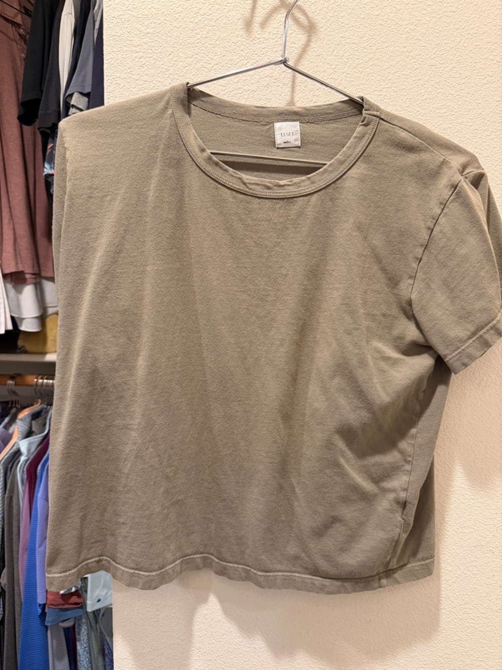 Leset Olive Green Crewneck Tee size L